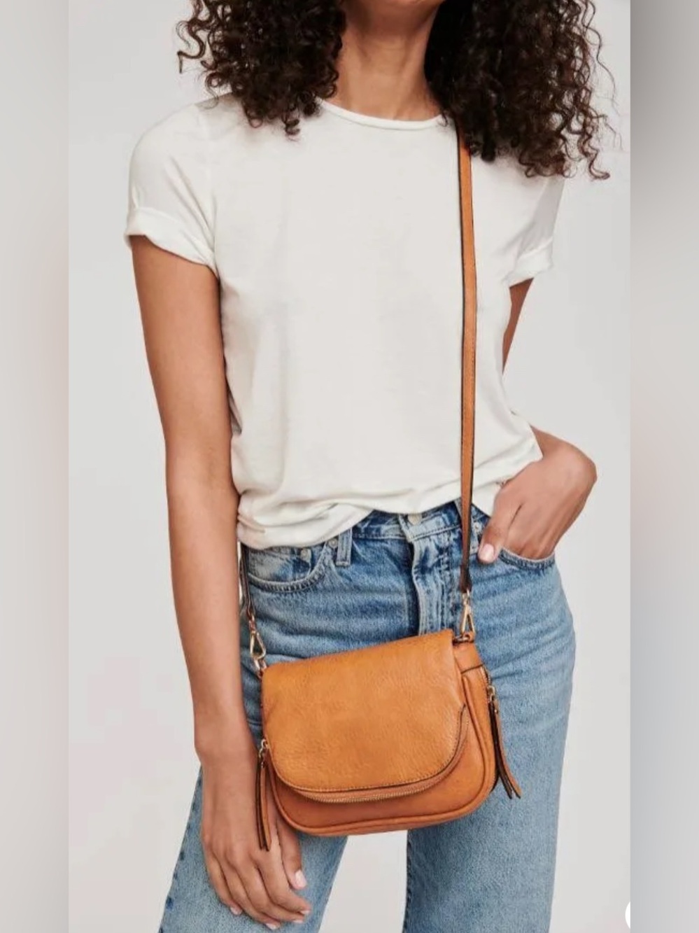Moda Luxe Henri Tan Fold over Crossbody Bag Faux Leather